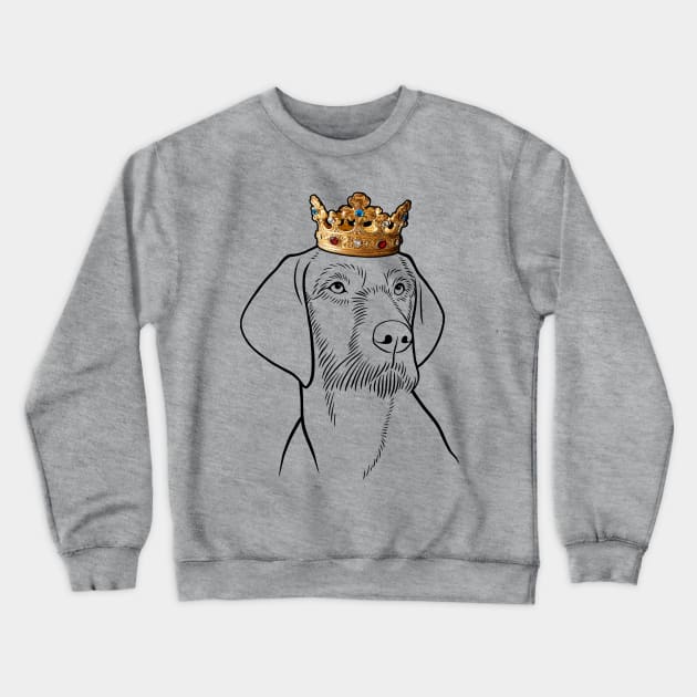 Wirehaired Vizsla Dog King Queen Wearing Crown Crewneck Sweatshirt by millersye